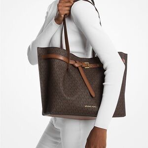 Michael Kors Dark Brown Signature Tote Emilia Large